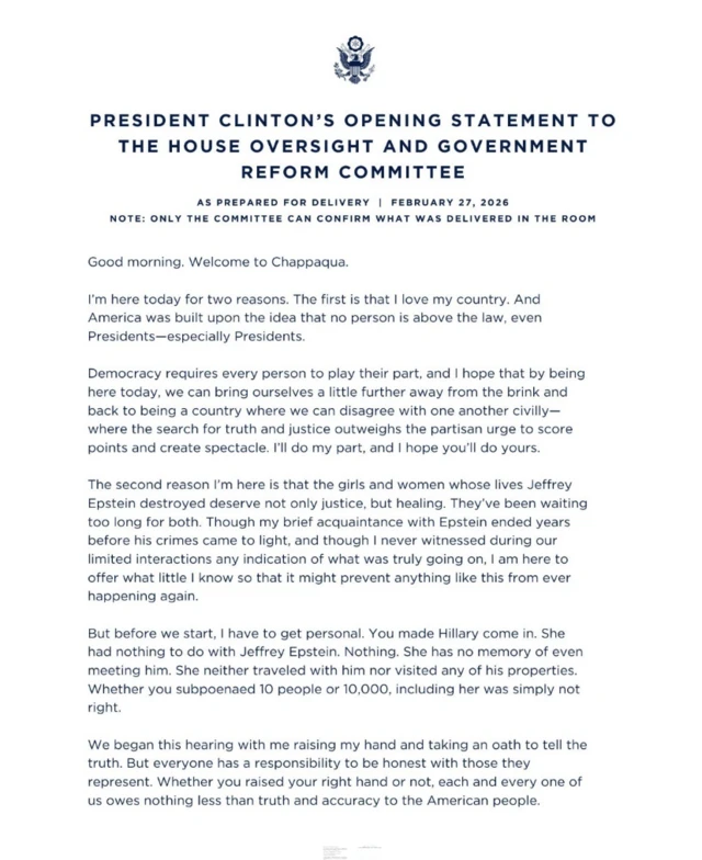 Bill Clinton's statement
