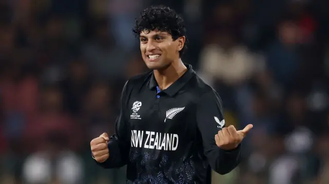Rachin Ravindra celebrates