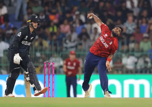 Rehan Ahmed bowls