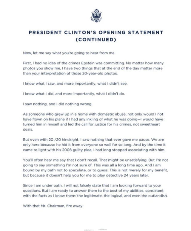 Bill Clinton's statement