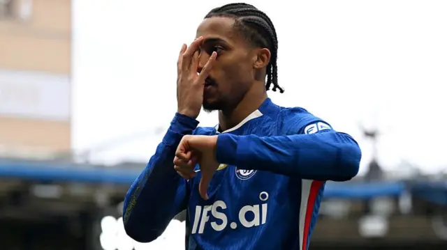 Joao Pedro of Chelsea celebrates scoring his team's first goal
