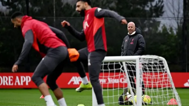 Arne Slot head coach of Liverpool during a training session