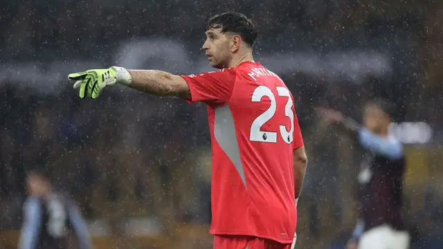 Aston Villa's Argentinian goalkeeper #23 Emiliano Martínez