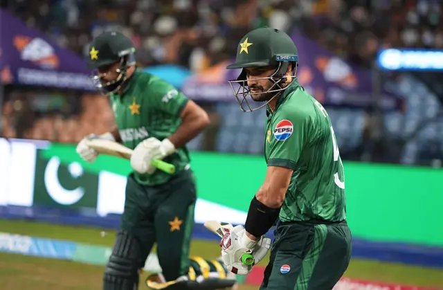 Fakhar Zaman and Sahibzada Farhan of Pakistan make their way out to bat during the ICC Men's T20 World Cup India & Sri Lanka 2026 Super 8 match between Sri Lanka and Pakistan at Pallekele Cricket Stadium