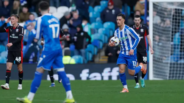 Sheffield Wednesday goalscorer Jerry Yates carries the ball back to the halfway line
