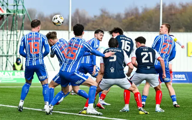 Barney Stewart nods in Falkirk's third goal
