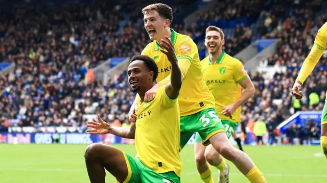 Norwich's Ali Ahmed celebrates