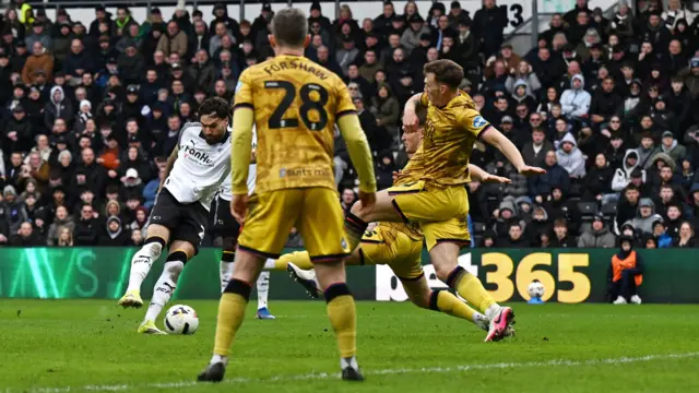 Ben Brereton Diaz scores Derby's equaliser against Blackburn