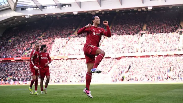 Virgil van Dijk celebrating a goal