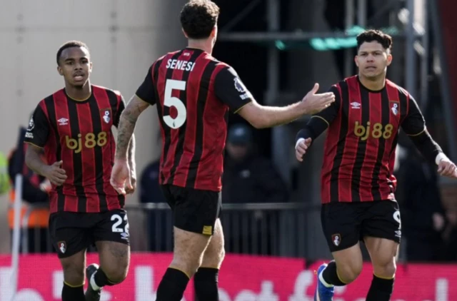 Bournemouth's Evanilson celebrates after scoring his sides first goal