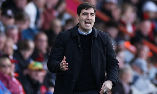 AFC Bournemouth manager Andoni Iraola reacts
