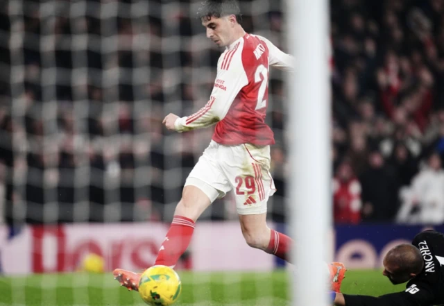 Arsenal's Kai Havertz scores their side's first goal