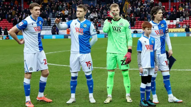 Blackburn players on the pitch before the defeat to Hull