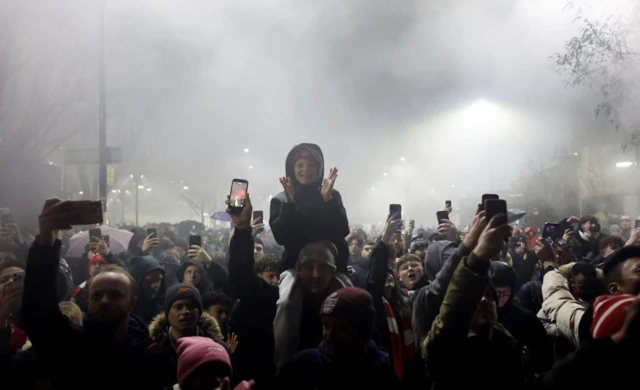 Arsenal fans outside the stadium
