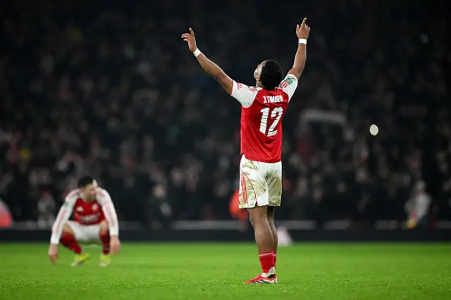 Jurrien Timber celebrates the full-time whistle