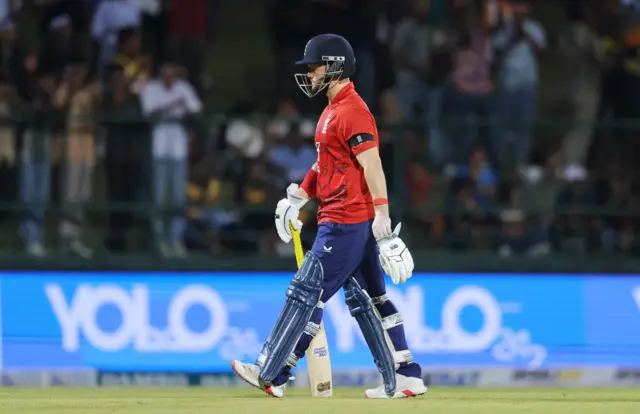England's Ben Duckett walks after losing his wicket