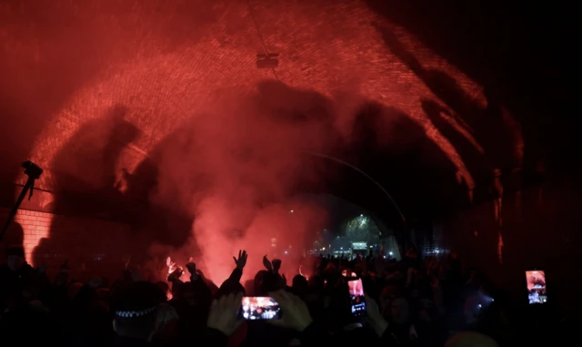 Arsenal fans outside the stadium