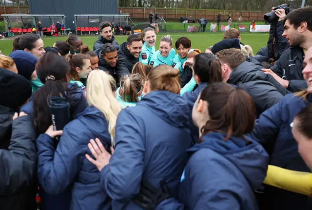 London City Lionesses in a huddle