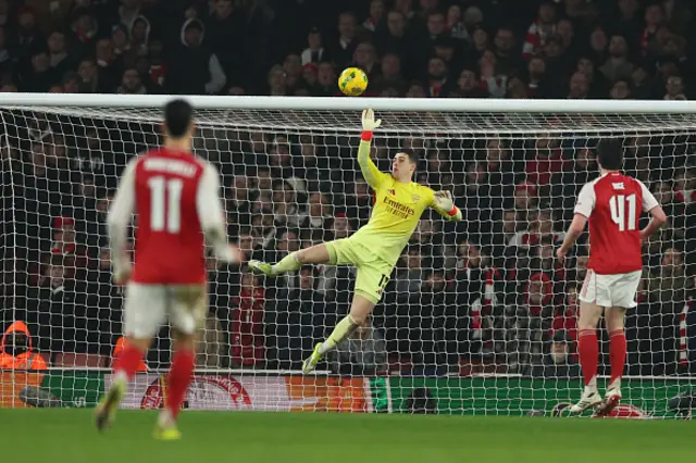 Kepa Arrizabalaga saves a long-range effort