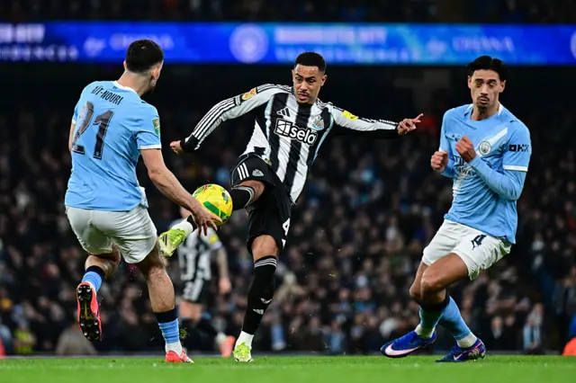 Jacob Ramsey of Newcastle United (41) clears the ball