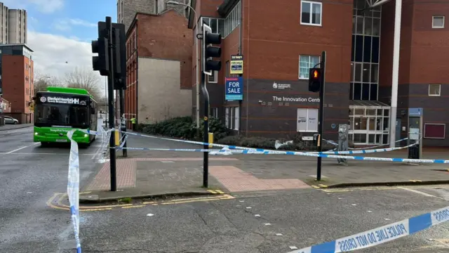 Cordons next to the reopened road