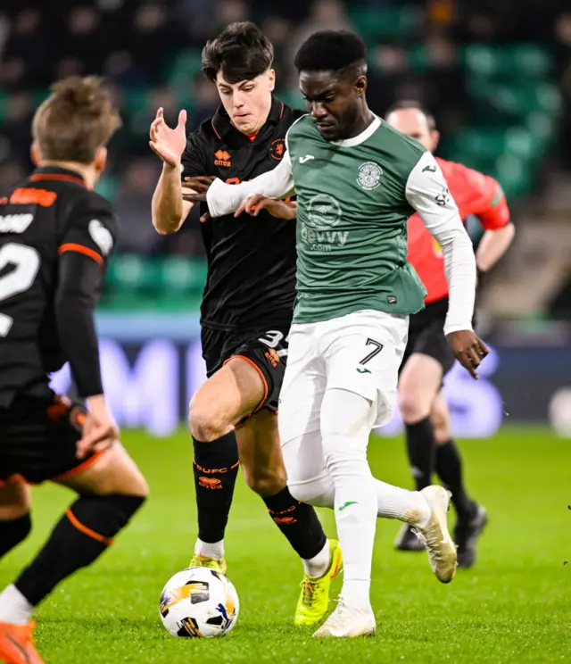 Elie Youan has been lively in attack for Hibs