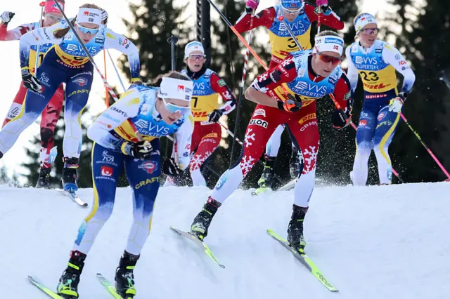 Women's skiathlon 10km classic + 10 km free event