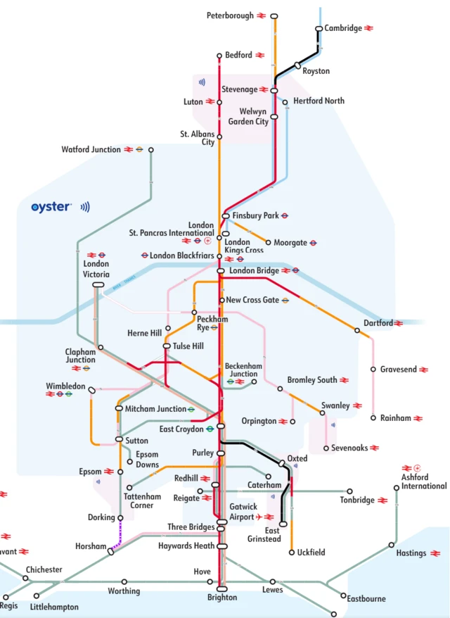 A map showing the affected lines