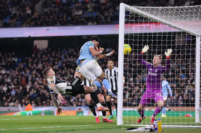 Omar Marmoush of Manchester City scores their side's second goal