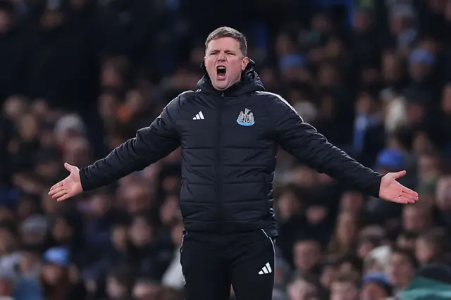 Eddie Howe the head coach / manager of Newcastle United reacts