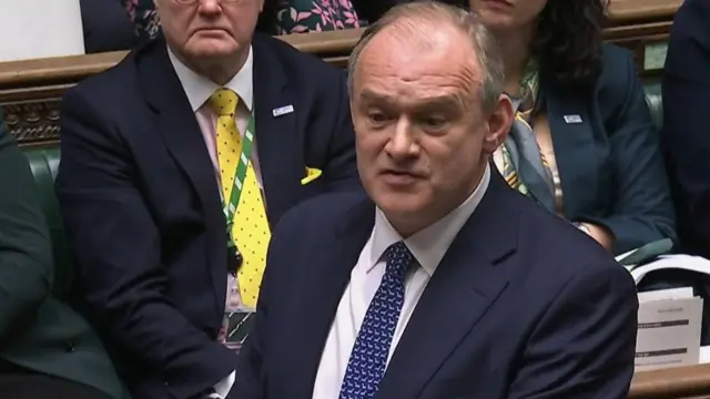 Screen grab of Liberal Democrat leader Sir Ed Davey speaking during Prime Minister's Questions