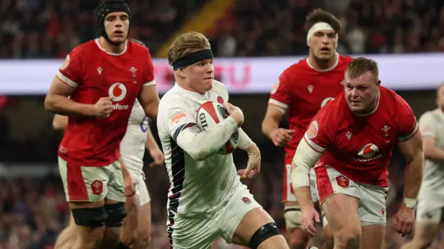Henry Pollock on the run for England against Wales