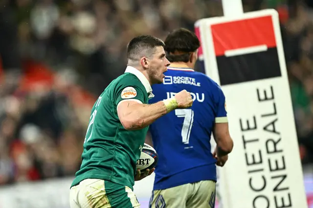 Nick Timoney celebrates a try
