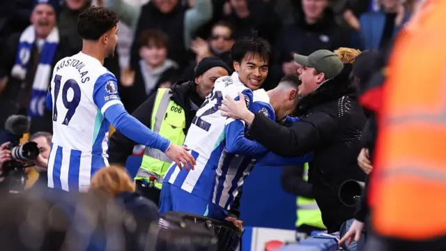 Brighton players celebrating