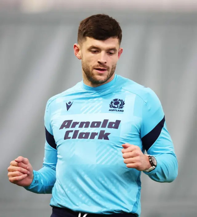 Blair Kinghorn during a Scotland Rugby training session at the Oriam,
