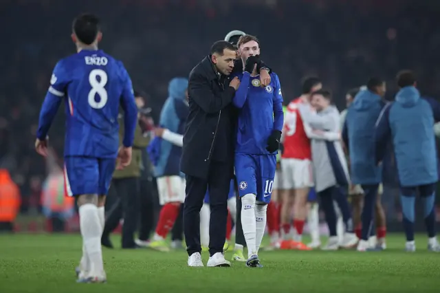 Liam Rosenior speaks with Cole Palmer