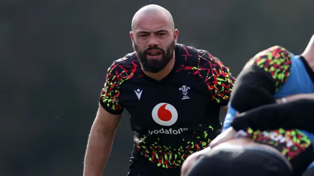 Josh Macleod in training with Wales