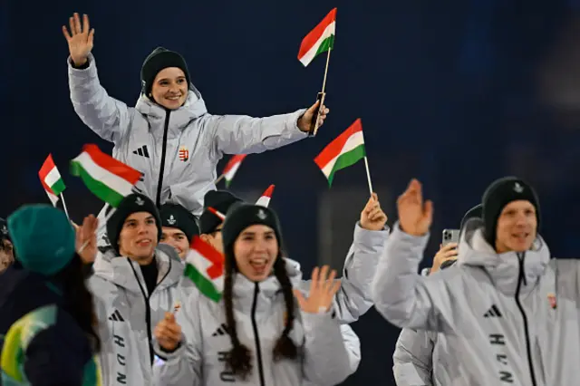 Hungary athletes parade at the San Siro