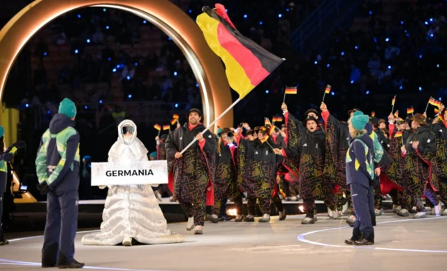 Germany's athletes parade