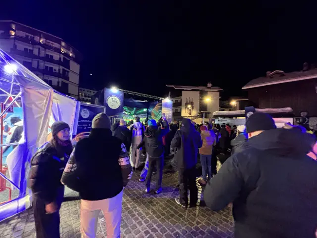 Fans gather at winter Olympics fan park