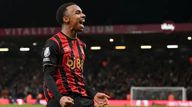 Bournemouth's Eli Junior Kroupi celebrates scoring