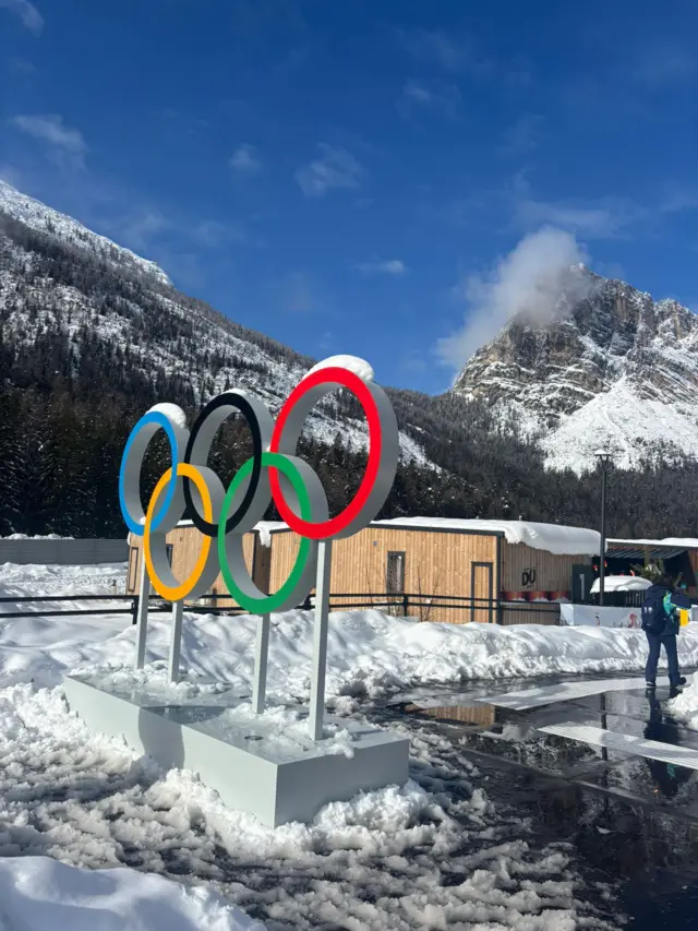 Olympics rings at athlete village