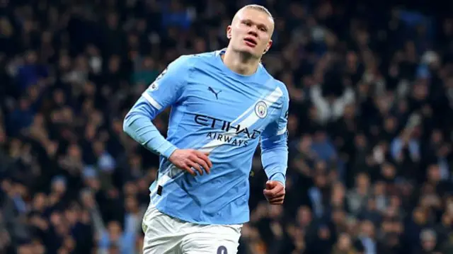 Erling Haaland of Manchester City celebrates scoring
