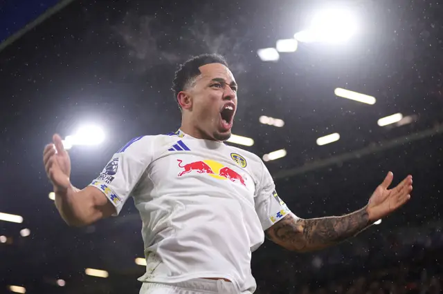 Okafor screams in delight as he celebrates with the home fans