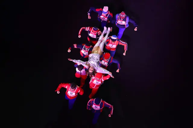 Sabrina Impacciatore performs a musical during the opening ceremony