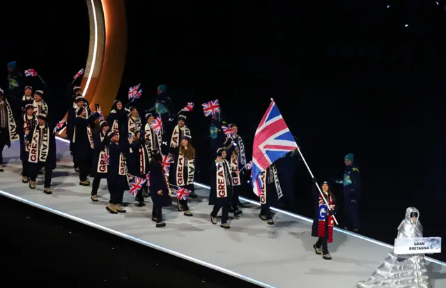 Team GB enter the arena during the opening ceremony