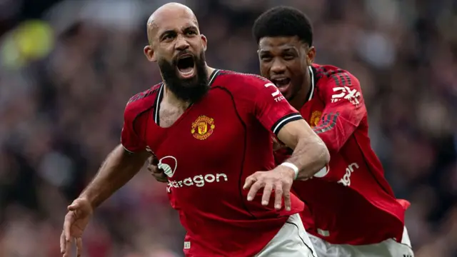 Bryan Mbeumo of Manchester United celebrates scoring