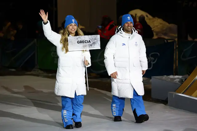 Members of the Greek delegaton parade