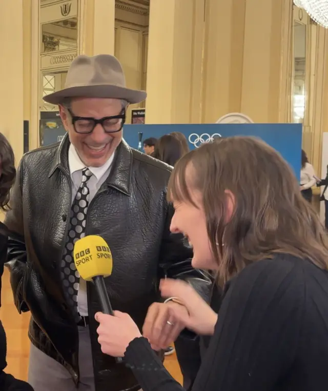 Jeff Goldblum speaks to BBC Sport's Charlotte Whistlecroft in Milan