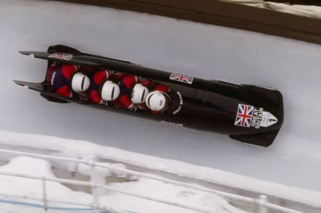 Sean Olsson, Dean Ward, Courtney Rumbolt and Paul Attwood of Great Britain take their bronze medal run